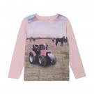 Minymo T-skjorte Barn Langermet Traktor Hester Pale Mauve thumbnail