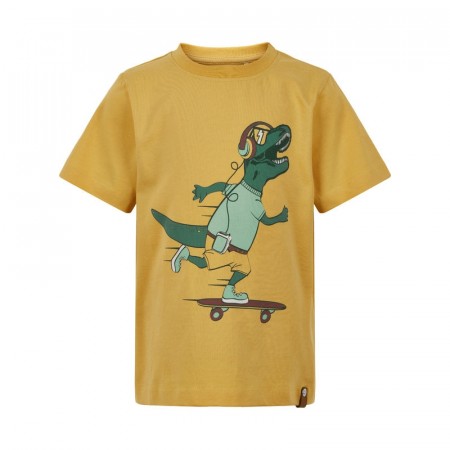 Minymo T-skjorte Barn Kortermet Dinosaurprint Ochre (Kun str 140)
