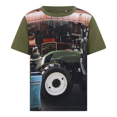 Minymo T-skjorte Barn Kortermet Traktor Olivine