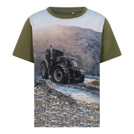 Minymo T-skjorte Barn Kortermet Traktorprint Olivine (UTSOLGT)