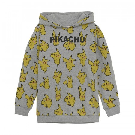 Minymo Genser Barn Sweat Langermet Hette Pikachu Grey Melange (Kun str 98 og 110)