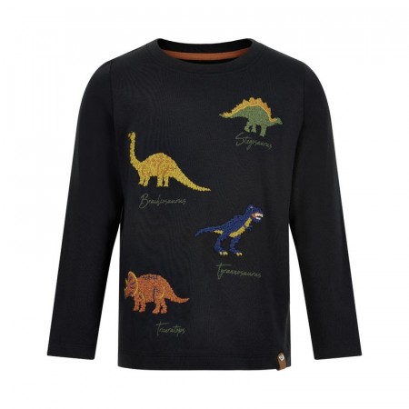 Minymo T-skjorte Barn Langermet Dinosaurprint Jet Black (Kun str 110 og 116)