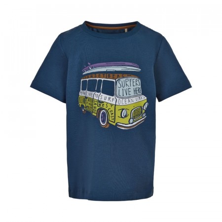 Minymo T-skjorte Barn Kortermet Bilprint Dark Denim (Kun str 116, 140 og 152)