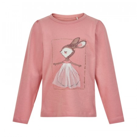 Minymo T-skjorte Barn Langermet Ballerinaprint Rose Tan (UTSOLGT)