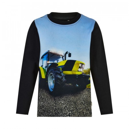 Minymo T-skjorte Barn Langermet Traktorprint Gul Tap Shoe (Kun str 116, 122 og 128)